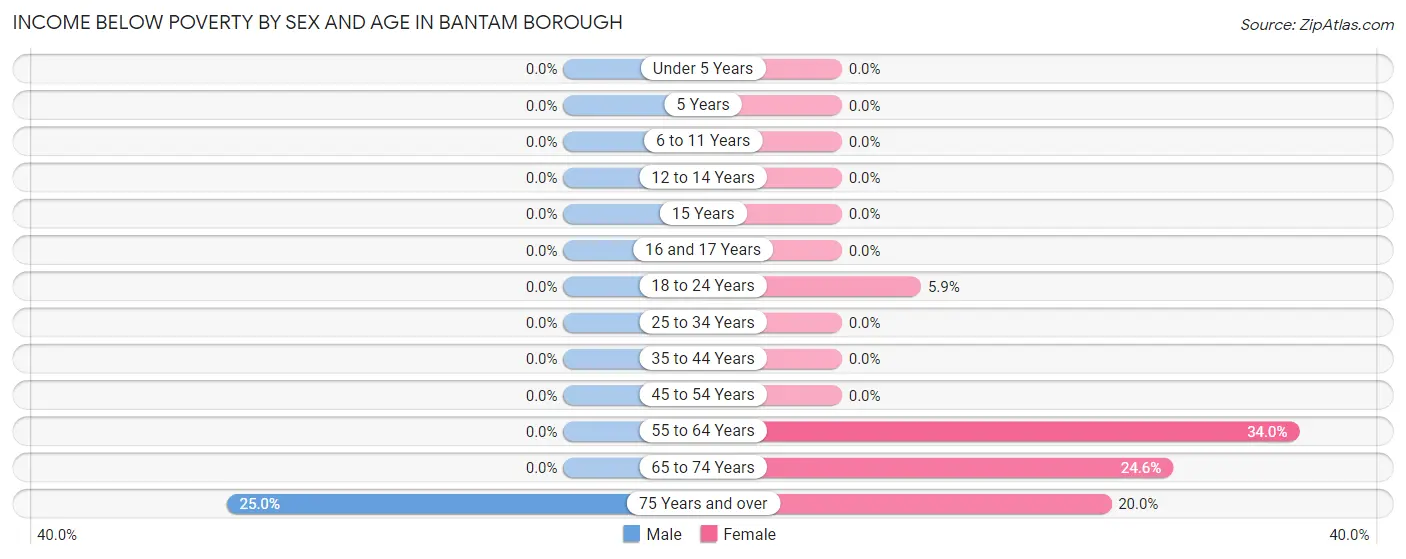 Income Below Poverty by Sex and Age in Bantam borough