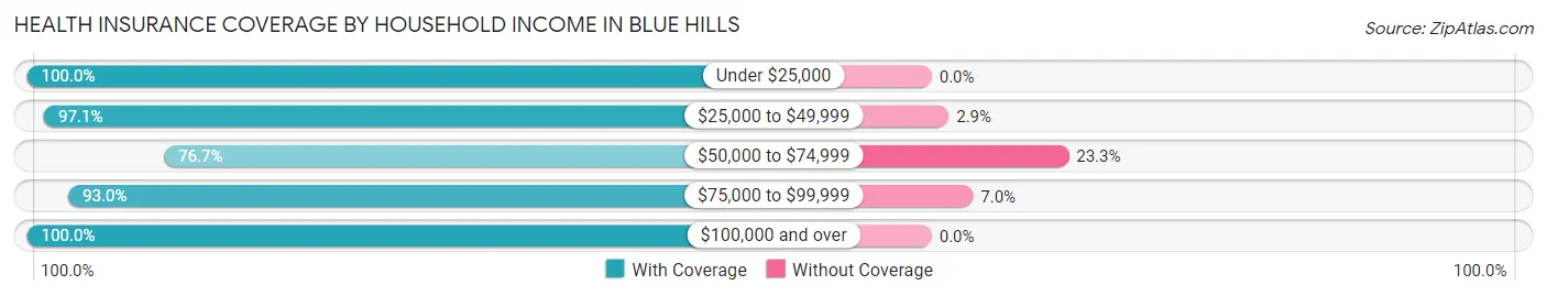 Health Insurance Coverage by Household Income in Blue Hills