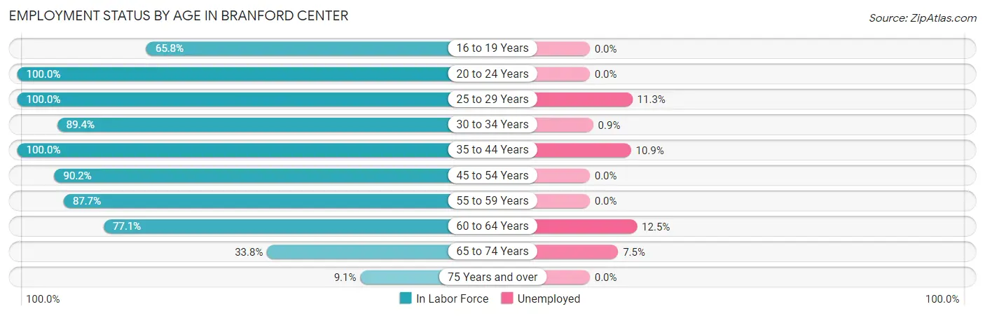 Employment Status by Age in Branford Center