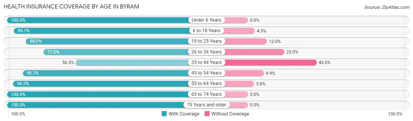 Health Insurance Coverage by Age in Byram