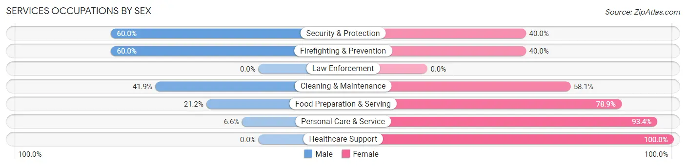 Services Occupations by Sex in Byram