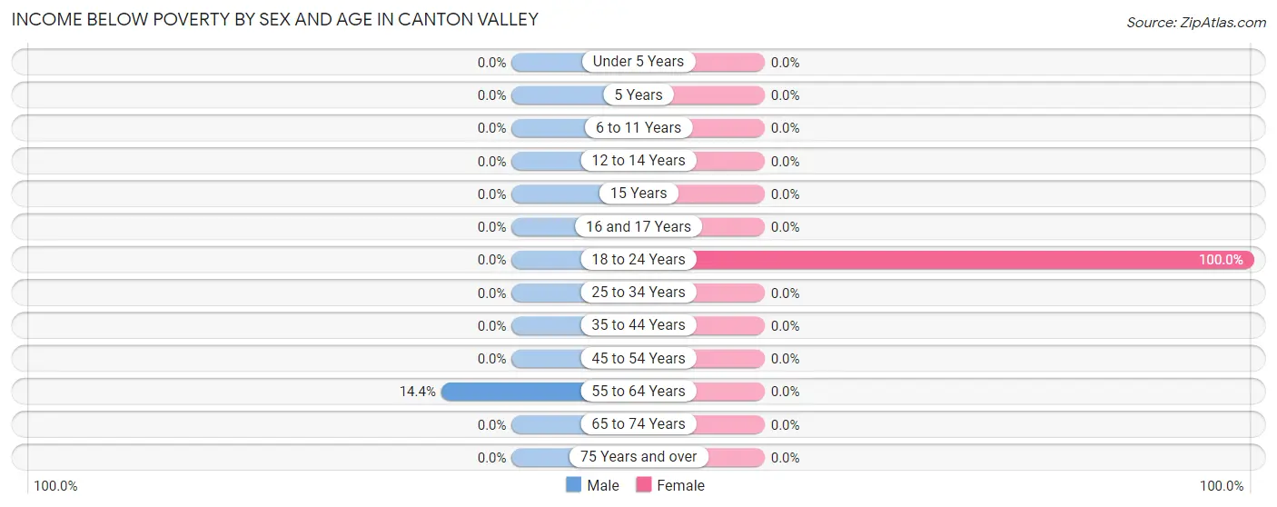 Income Below Poverty by Sex and Age in Canton Valley