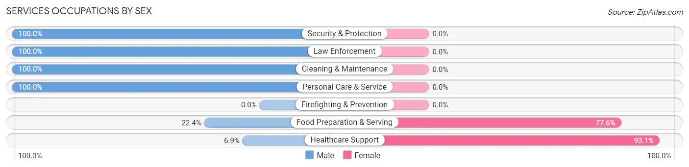 Services Occupations by Sex in Durham