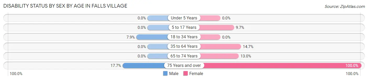 Disability Status by Sex by Age in Falls Village