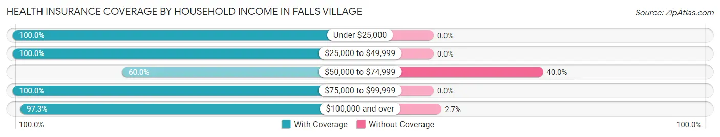 Health Insurance Coverage by Household Income in Falls Village