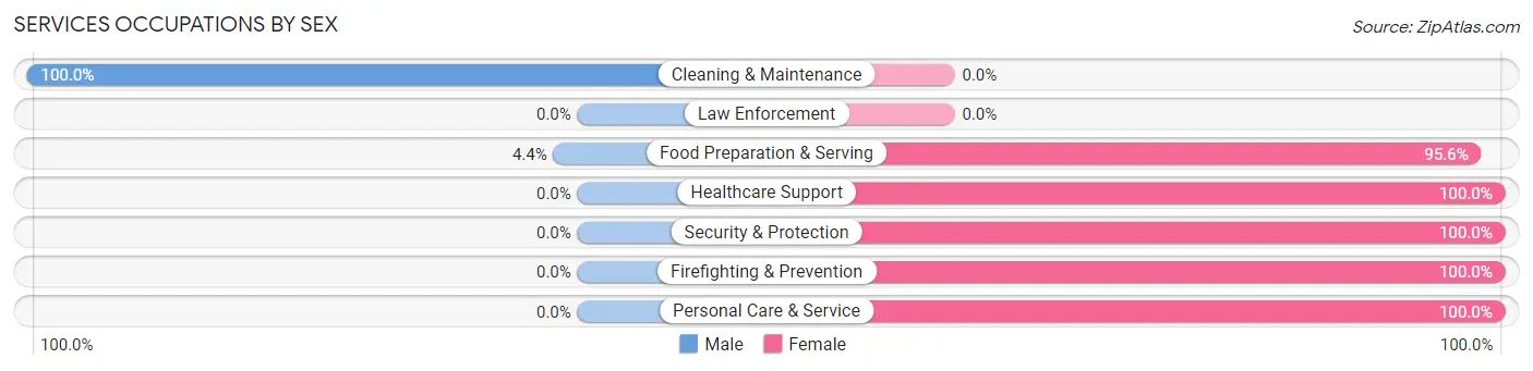 Services Occupations by Sex in Glastonbury Center