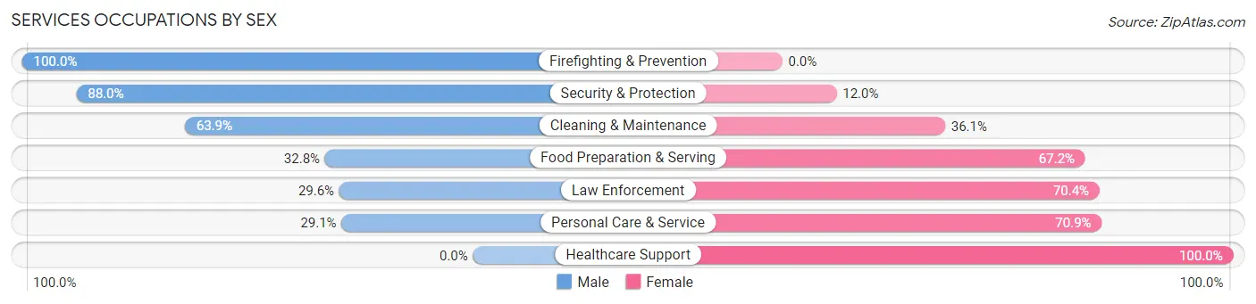 Services Occupations by Sex in Groton