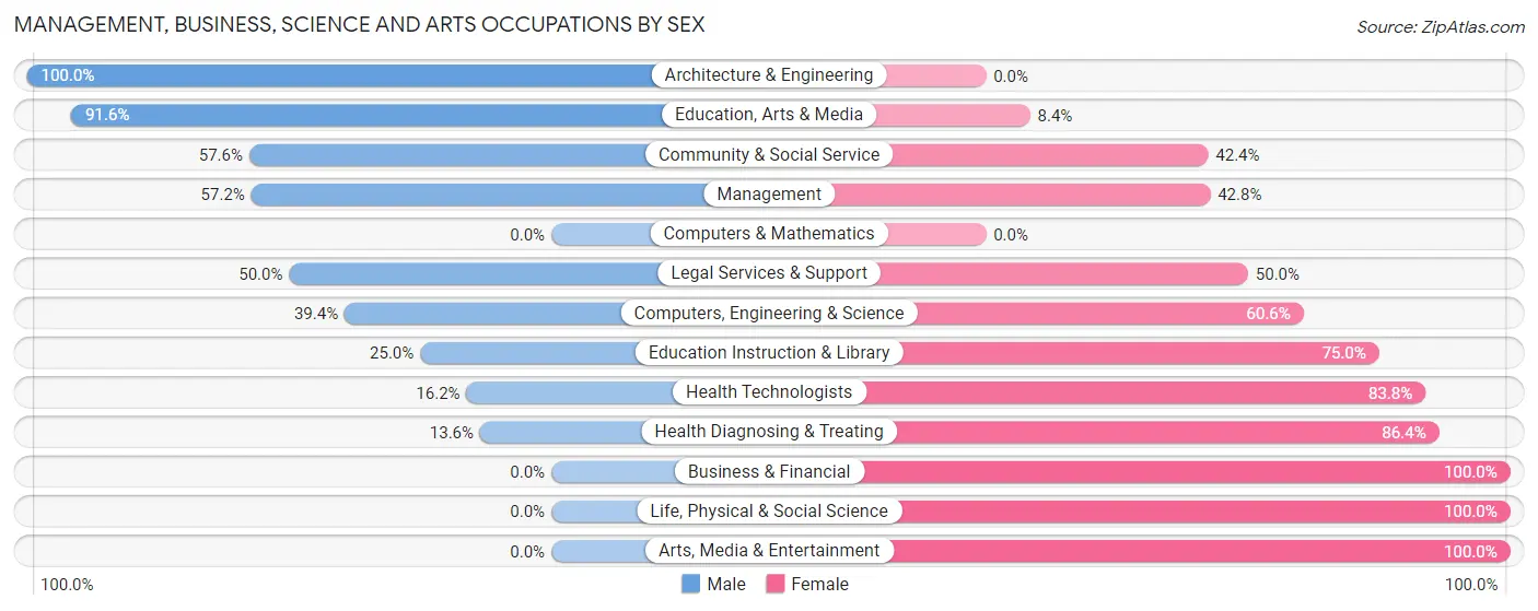 Management, Business, Science and Arts Occupations by Sex in Higganum