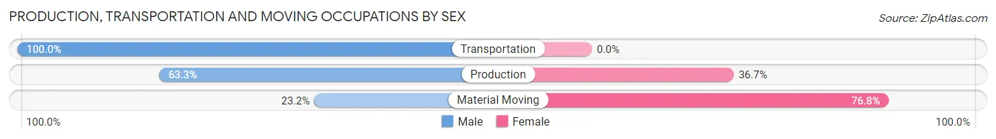 Production, Transportation and Moving Occupations by Sex in Jewett City borough