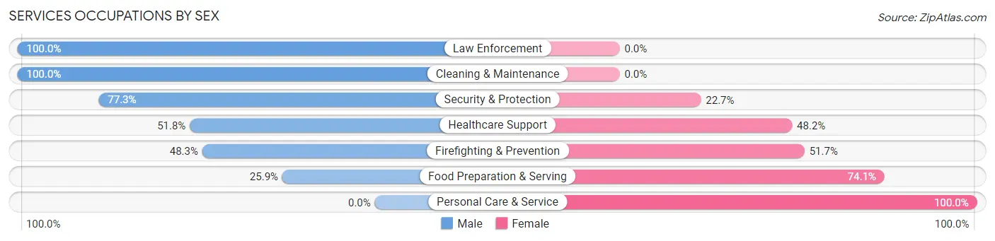 Services Occupations by Sex in Lake Pocotopaug