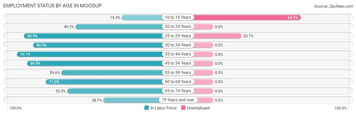 Employment Status by Age in Moosup