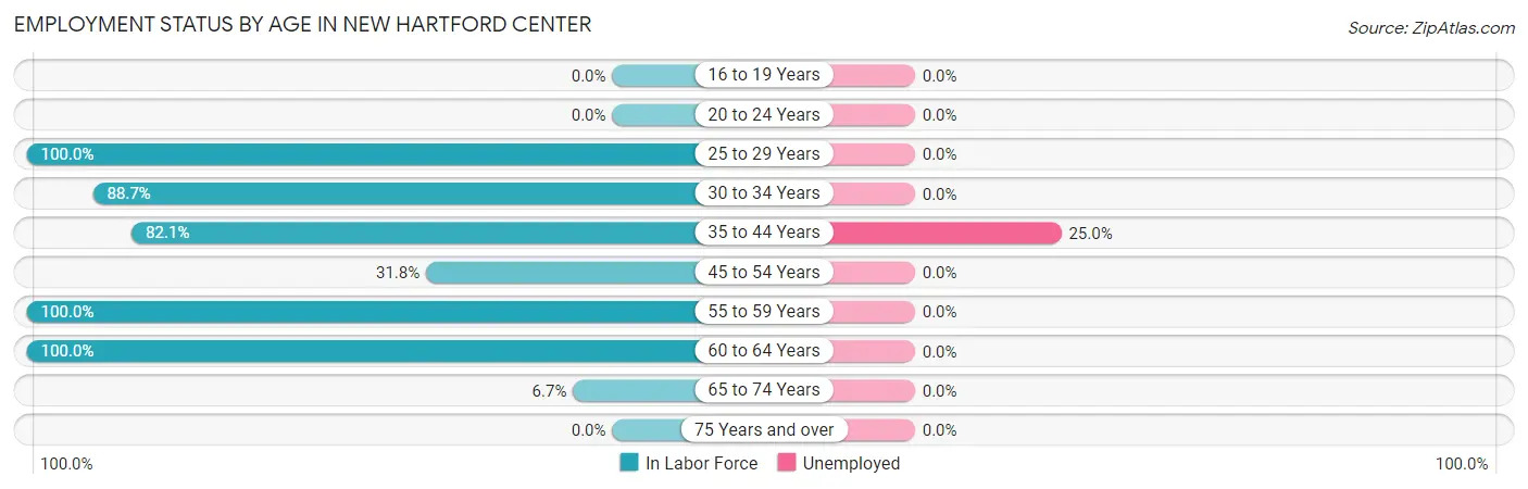Employment Status by Age in New Hartford Center