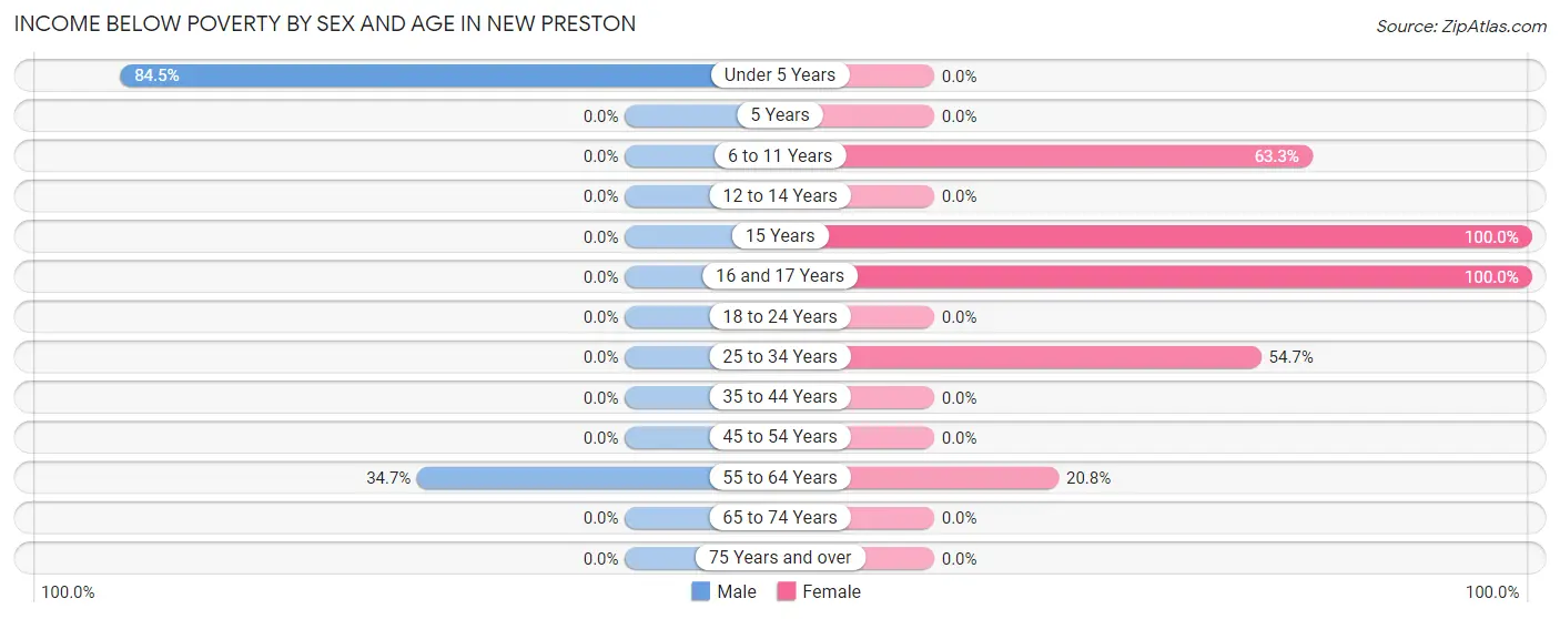 Income Below Poverty by Sex and Age in New Preston