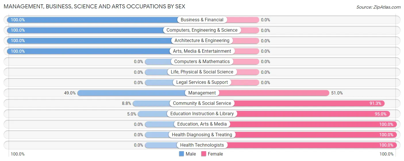 Management, Business, Science and Arts Occupations by Sex in New Preston