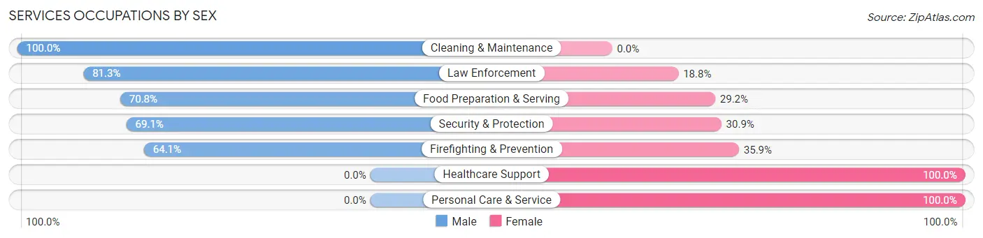 Services Occupations by Sex in Newtown borough