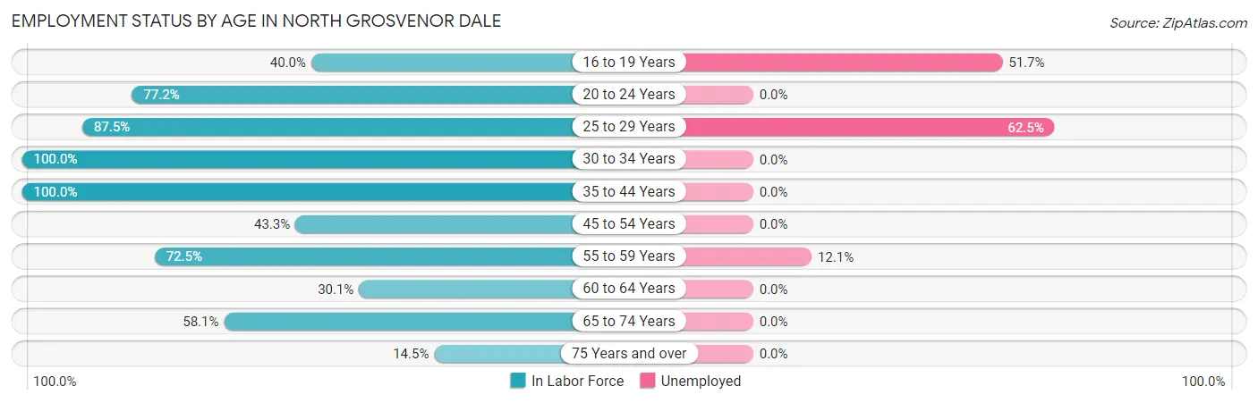 Employment Status by Age in North Grosvenor Dale