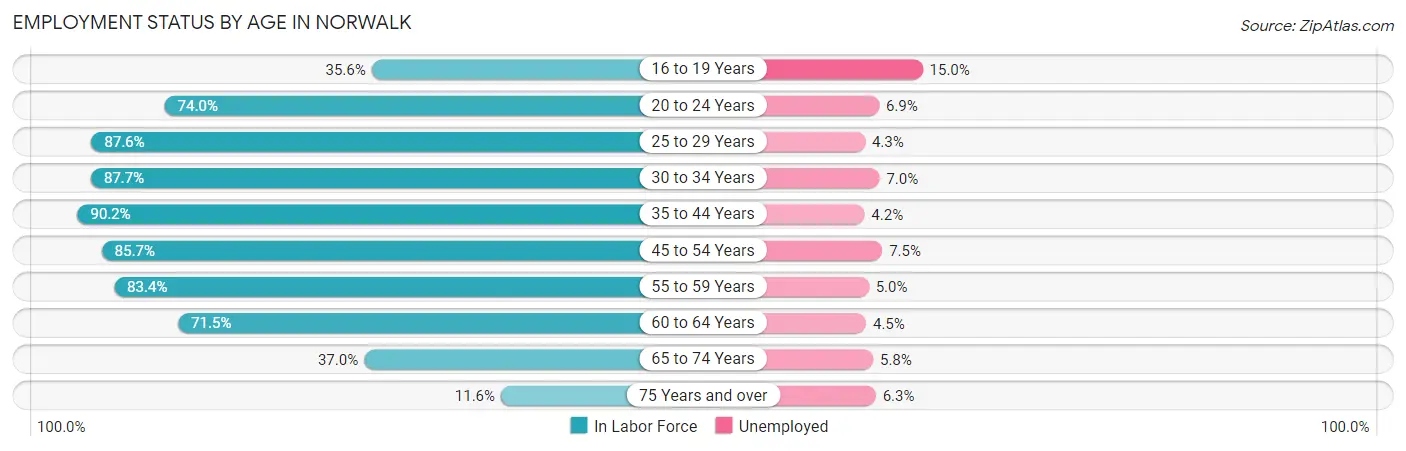 Employment Status by Age in Norwalk