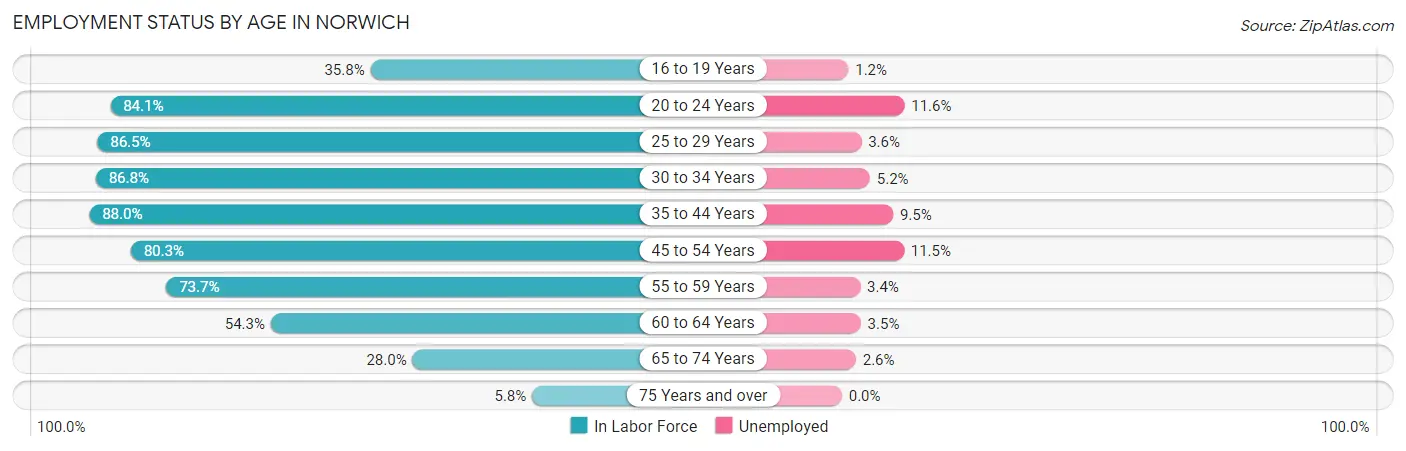 Employment Status by Age in Norwich