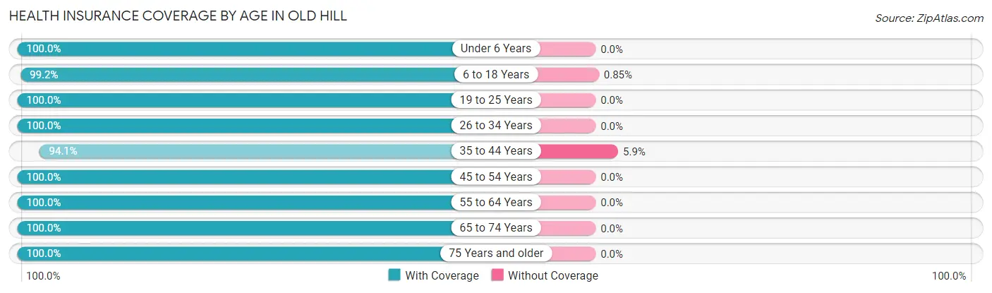 Health Insurance Coverage by Age in Old Hill