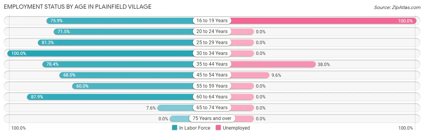 Employment Status by Age in Plainfield Village