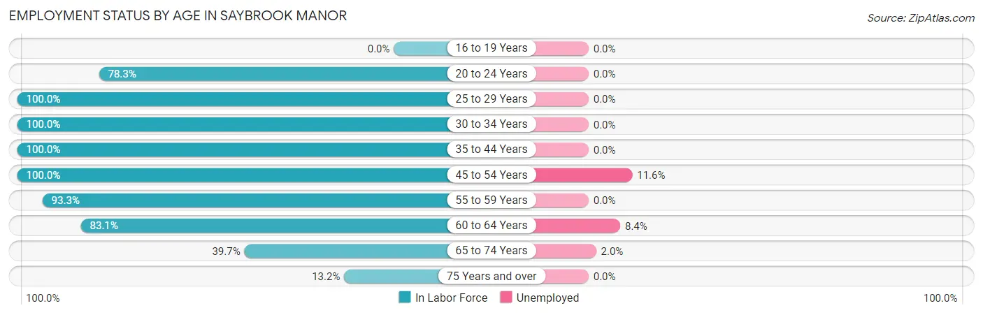 Employment Status by Age in Saybrook Manor