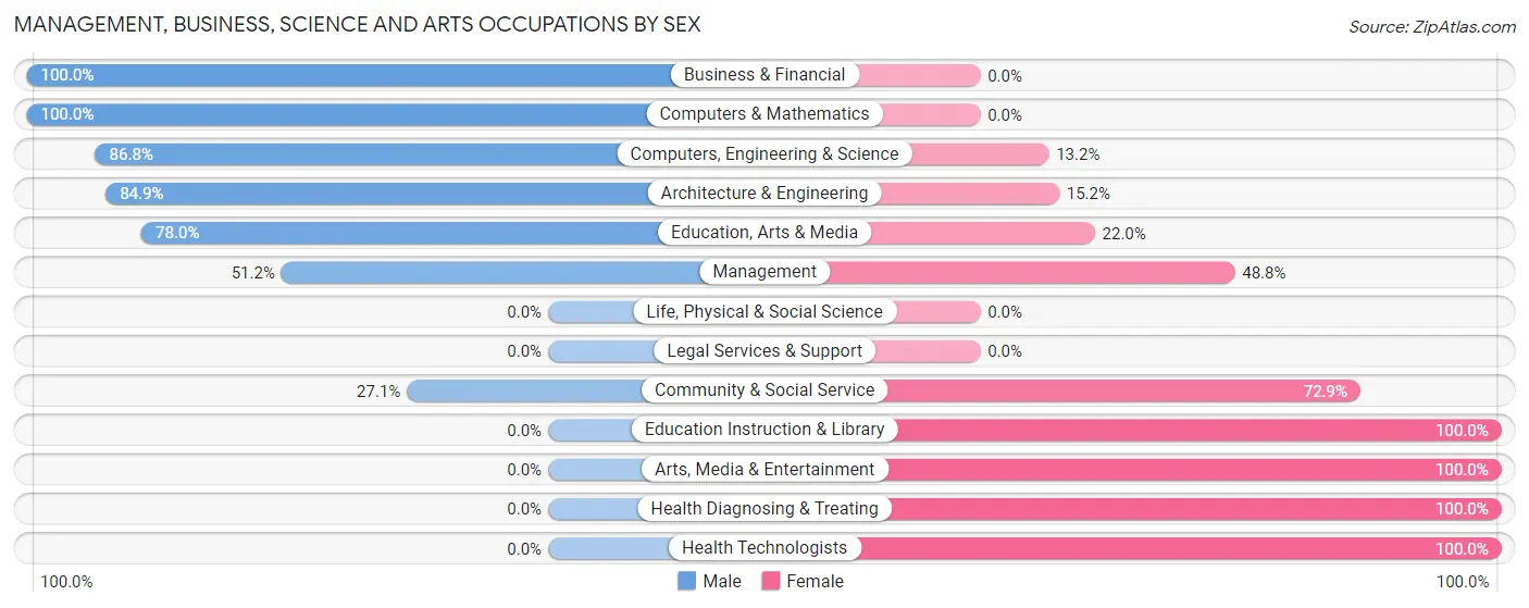 Management, Business, Science and Arts Occupations by Sex in South Windham