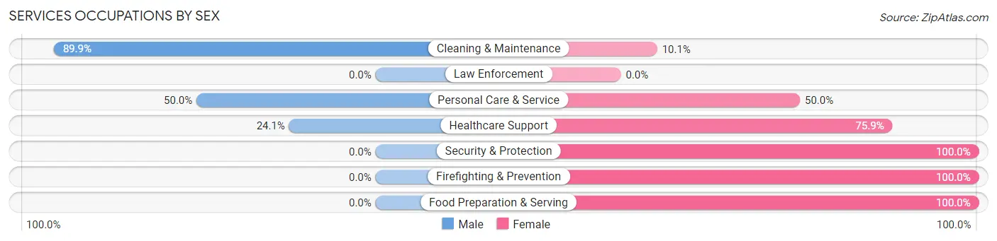Services Occupations by Sex in South Windham