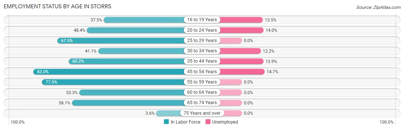 Employment Status by Age in Storrs