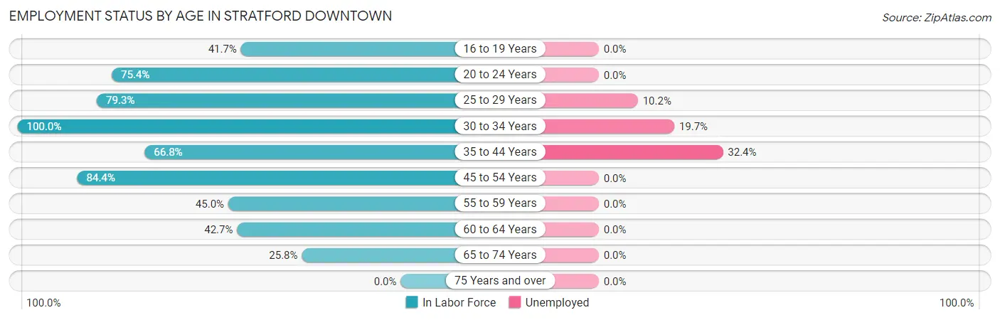 Employment Status by Age in Stratford Downtown