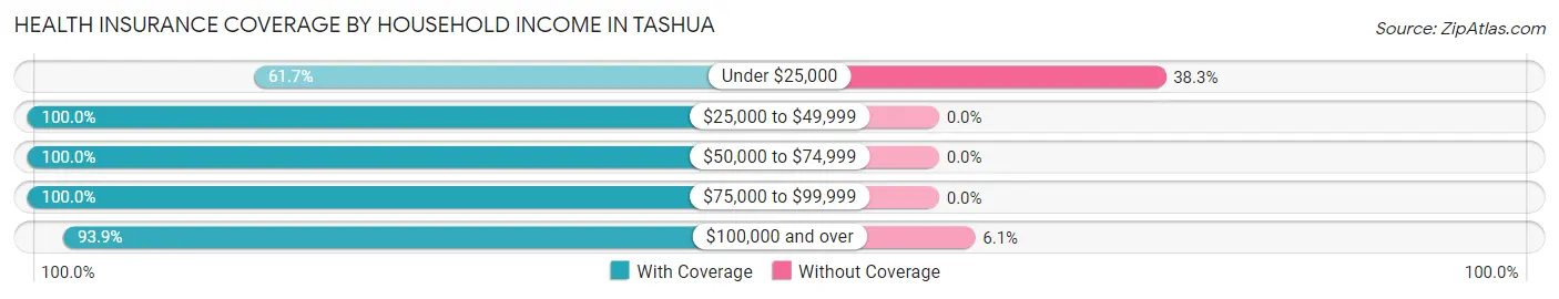 Health Insurance Coverage by Household Income in Tashua