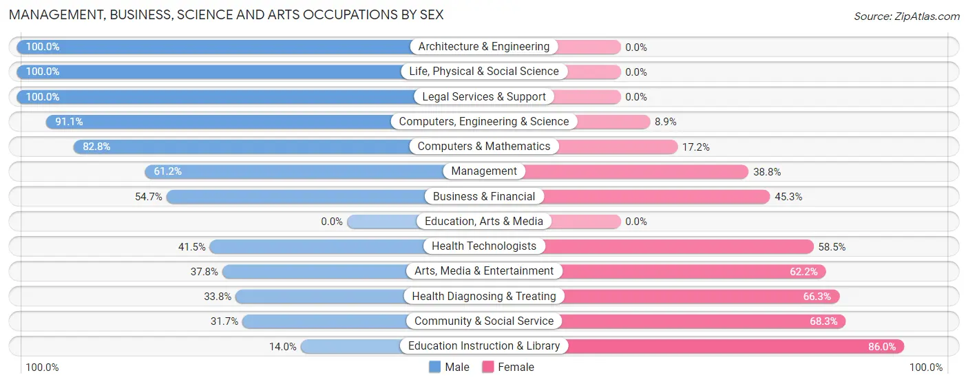 Management, Business, Science and Arts Occupations by Sex in Tashua