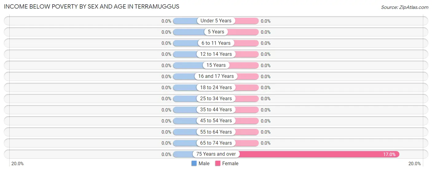 Income Below Poverty by Sex and Age in Terramuggus