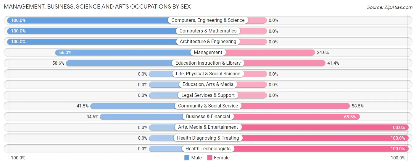 Management, Business, Science and Arts Occupations by Sex in Terramuggus