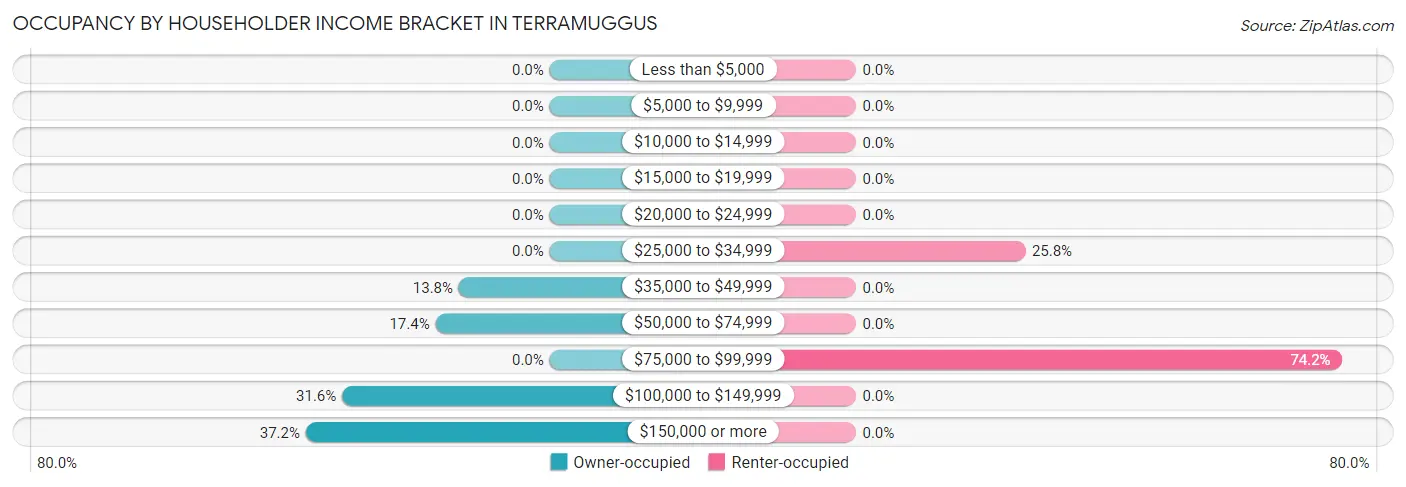 Occupancy by Householder Income Bracket in Terramuggus