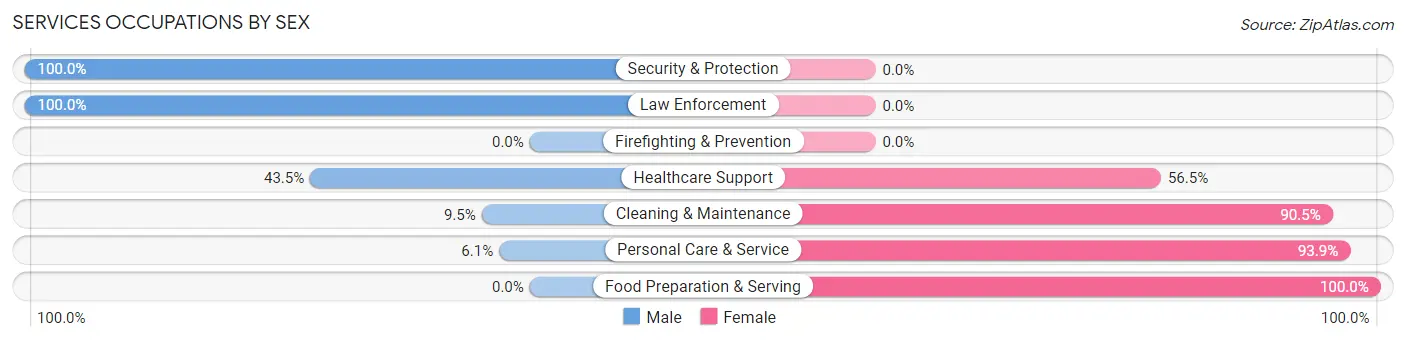Services Occupations by Sex in Wauregan