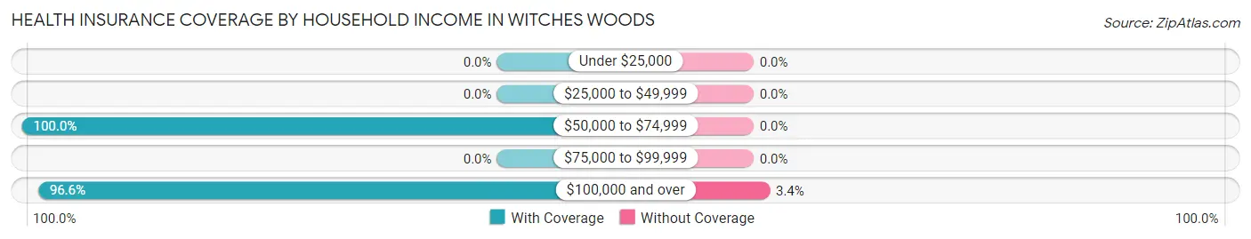 Health Insurance Coverage by Household Income in Witches Woods