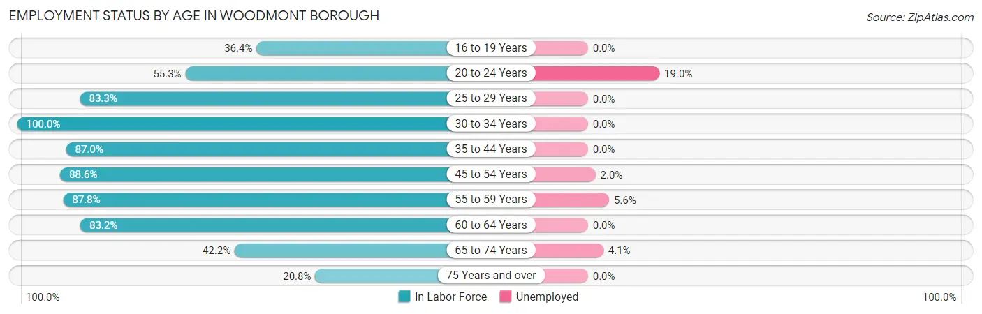 Employment Status by Age in Woodmont borough