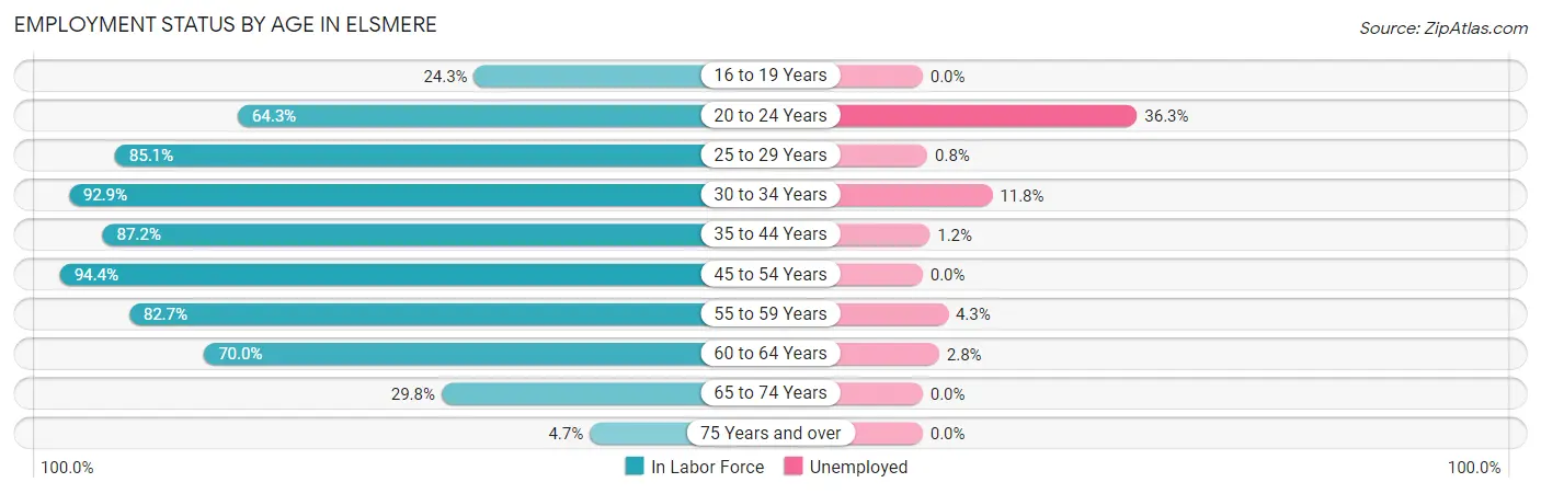 Employment Status by Age in Elsmere