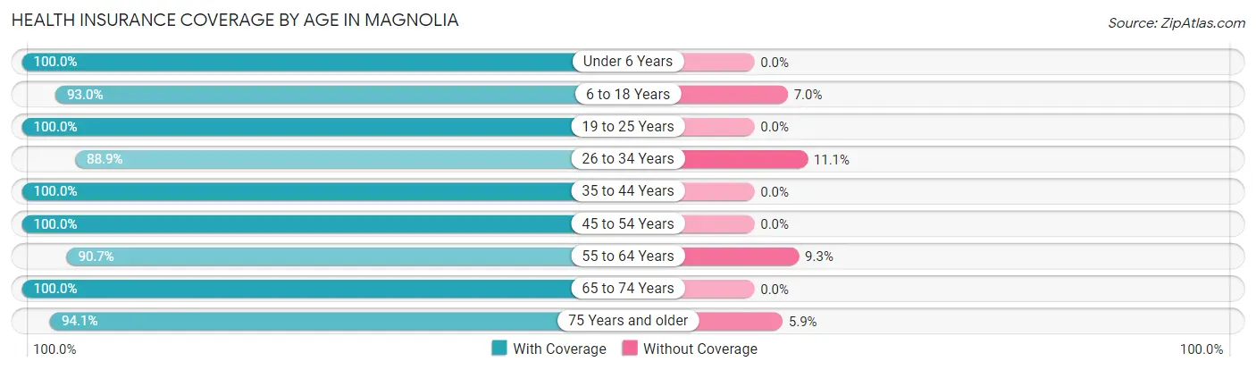 Health Insurance Coverage by Age in Magnolia