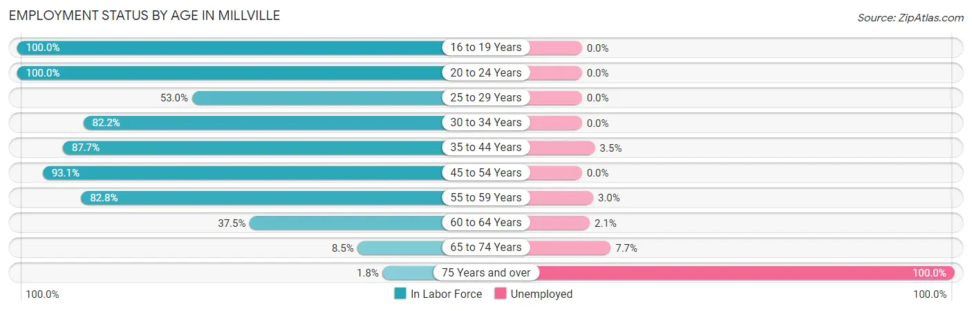 Employment Status by Age in Millville