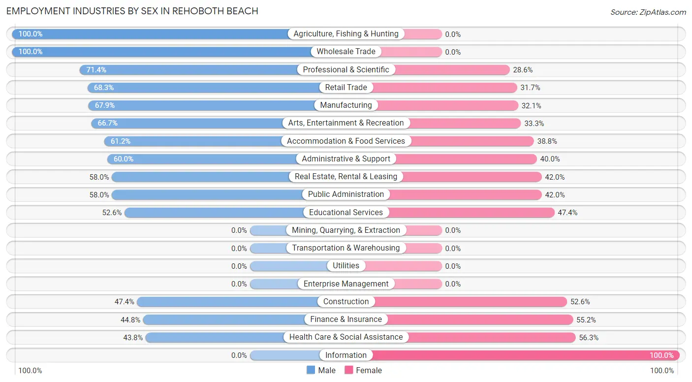Employment Industries by Sex in Rehoboth Beach