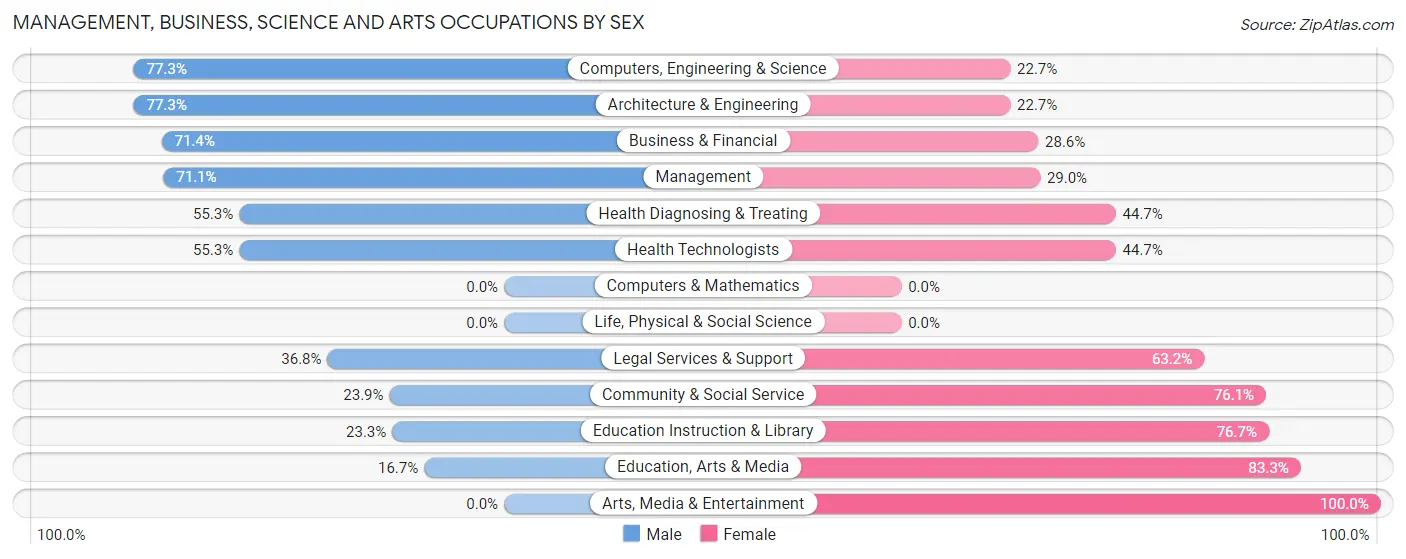 Management, Business, Science and Arts Occupations by Sex in Rehoboth Beach
