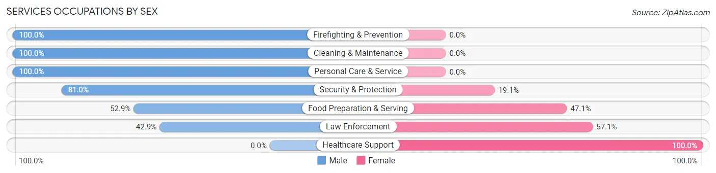 Services Occupations by Sex in Rehoboth Beach
