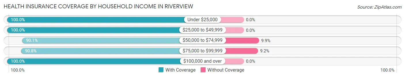 Health Insurance Coverage by Household Income in Riverview