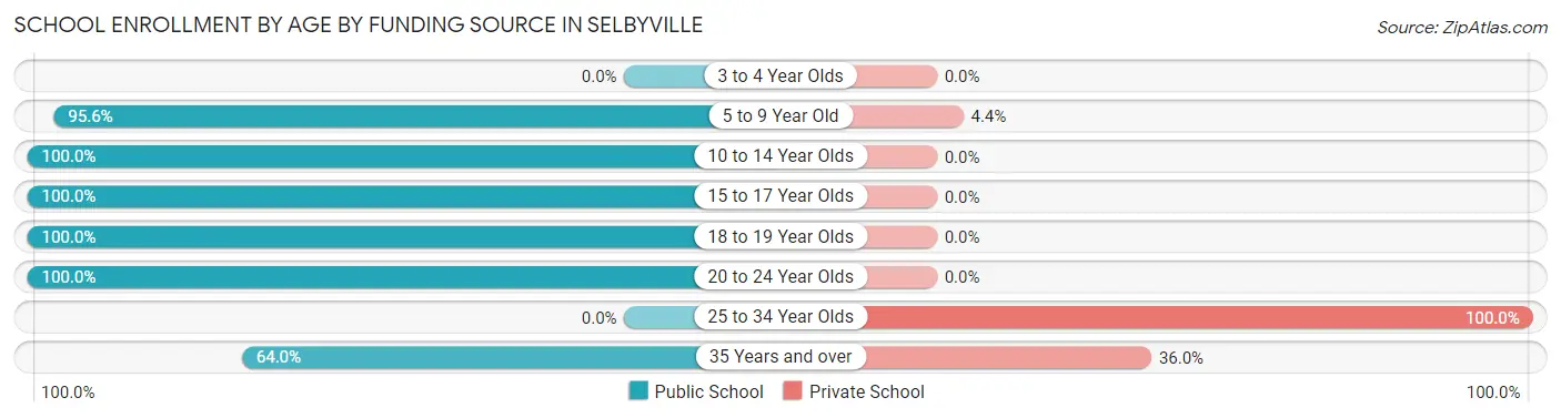 School Enrollment by Age by Funding Source in Selbyville
