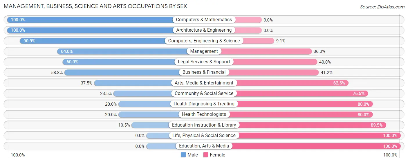 Management, Business, Science and Arts Occupations by Sex in South Bethany