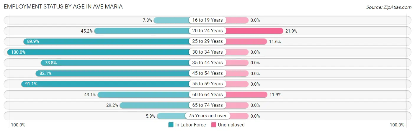 Employment Status by Age in Ave Maria