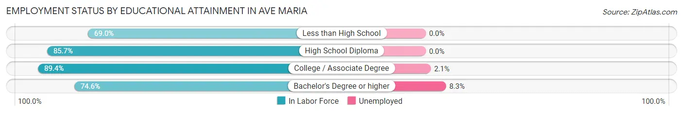 Employment Status by Educational Attainment in Ave Maria