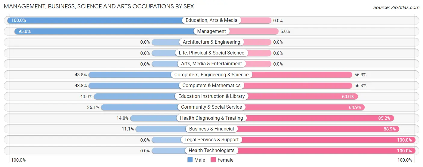 Management, Business, Science and Arts Occupations by Sex in Baldwin