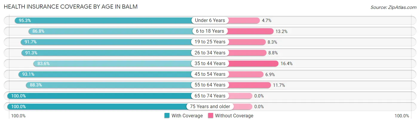 Health Insurance Coverage by Age in Balm